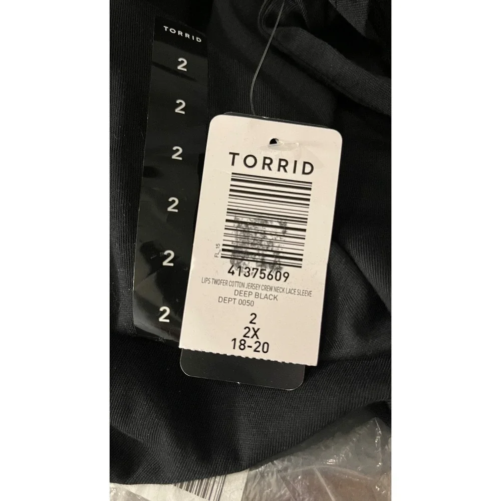 NWT‎ Torrid Lips Two-For Cotton Jersey Lace Sleeve Tee 2X